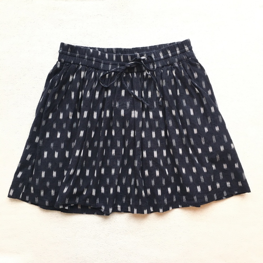 Madewell Turntable Skirt Drawstring Navy Ikat
